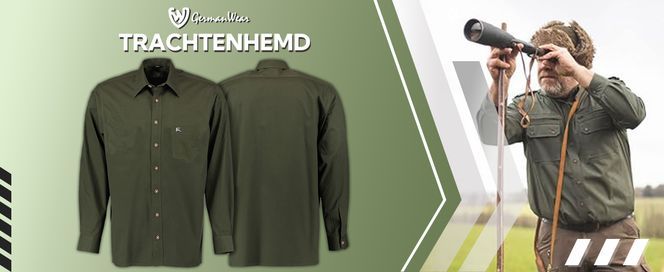 Trachtenhemd Langarm Hemd Regular Fit Haifischkragen mit Stick für Herren