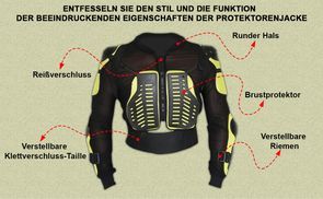 Funktion der Protektorenjacke beeindruckende Eigenschaften
