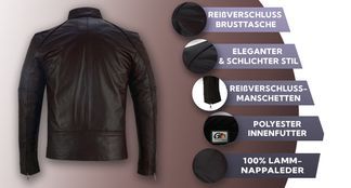 Lederjacke mit vielen Funktionen in Dunkelbraun