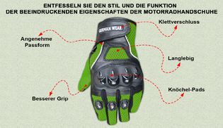Funktion der Motorradhandschuhe beeindruckende Eigenschaften