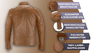 Lederjacke mit vielen Funktionen in Karamell