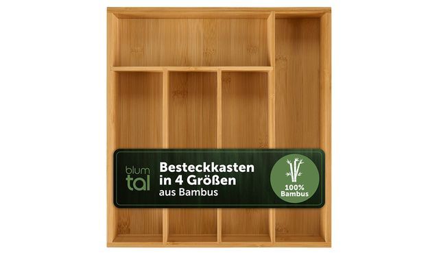 Blumtal Besteckkasten Einlagen, aus Bambus (mit 4 oder 5 Fächern als Organizer für Besteck und Haushaltsartikel), leicht abwischbar, passend für IKEA Maximera, Besteckeinsatz
