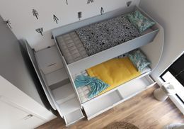 Platzsparendes Hochbett mit Stauraum