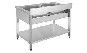 Produktbild von GastroHero Edelstahl Arbeitstisch – 100 X 70 Cm, Ohne Aufkantung, Mit Grundboden, Höhenverstellbar – AISI 201, Hygienisch & Stabil – Für Gastronomie & Küche