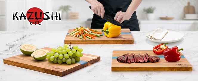 KAZUSHI Bamboo Epoxy Cutting Board Definieren Sie die Ästhetik und Funktionalität Ihrer Küche neu!