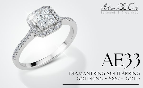 Eindrucksvoller Verlobungsring mit 53 Brillanten aus 585er Gold