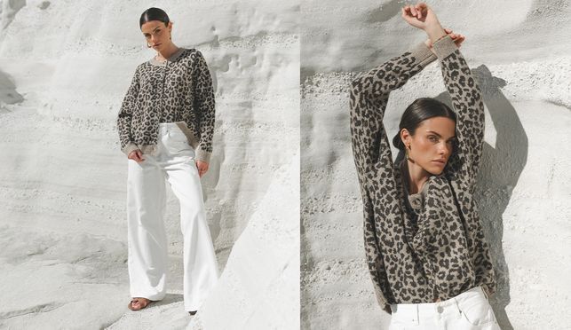 Cardigan mit Leo Muster