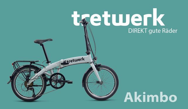 TRETWERK Akimbo 20 Zoll E-Klapprad - 8 Gang Shimano, 250W Motor, 100km Reichweite