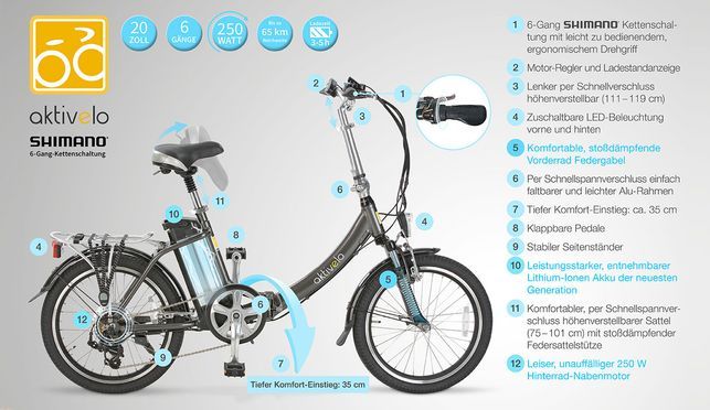 Aktivlo aluminum electric folding bike >Sport<