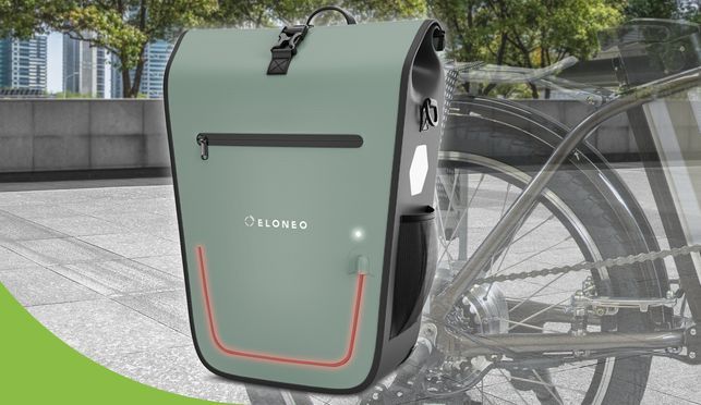 eloneo Fahrradtasche für Laptop, wasserdicht mit LED, 25L