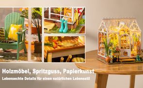 HOMSFOU Miniatur Holzhaus Bastelset Mit LED - DIY Modell Zum Zusammenbauen