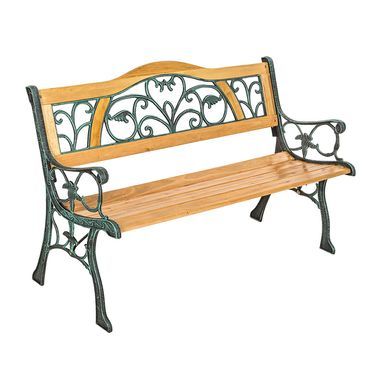 Gartenbank Kathi 2-Sitzer aus Holz und Gusseisen 124x60x83cm