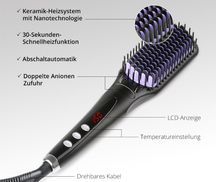 Haarglätter Bürste Mit Ionen-Technologie – Keramikbeschichtet, Für Nasses & Trockenes Haar, Schnellaufheizend