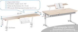 Spacetronik Kinderschreibtisch Set Höhenverstellbar - Mit Neigbarer Platte & Stuhl