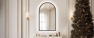 Bogenförmiger Spiegel mit Metall Rahmen