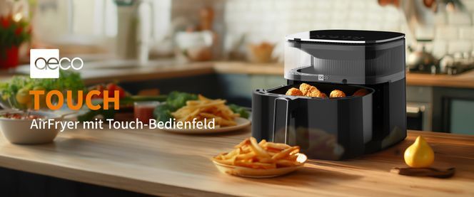 aeco Touch AirFryer 5,7 l, 270° beleuchtetem Sichfenster & digitalem Touch Display, 1700 Watt
