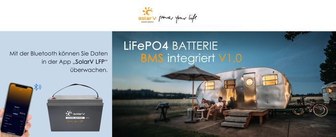 SolarV LiFePO4 Batterie mit BMS und Bluetooth für Solaranlage