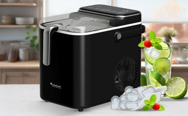 EUHOMY Eiswürfelmaschine – 9 Bullet-Eiswürfel In 6 Min, 12 Kg/Tag, 2 Größen Wählbar, Edelstahl, Kompakt Mit Tragegriff, Selbstreinigung – Ideal Für Zuhause, Büro, Wohnmobil Eiswürfelmaschine EUHOMY