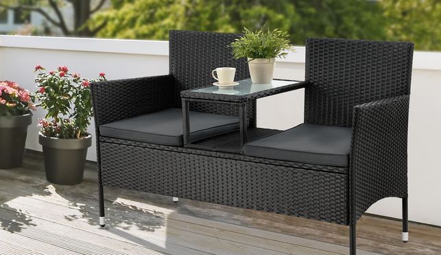 Juskys Balkonset Monaco – platzsparende Sitzgruppe mit integriertem Tisch