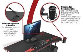 Kabelmanagement und Getränkehalter