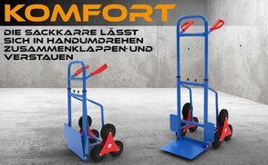 MAXCRAFT Klappbare Sackkarre – 150 Kg Tragkraft – Mit 3-Rad-Treppensystem – Höhenverstellbar – Schwarz