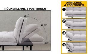Verstellbare Armlehnen und Rückenlehne