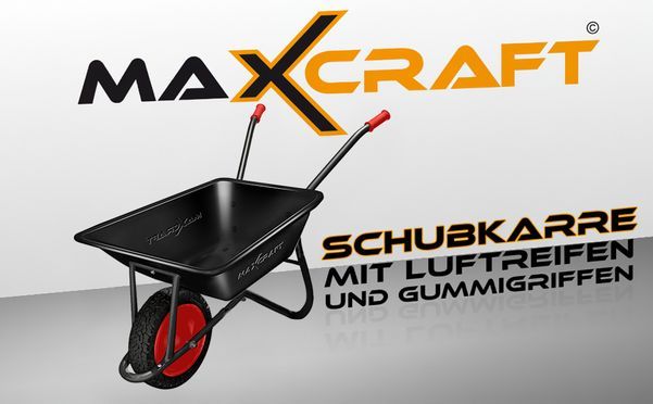 MAXCRAFT Schubkarre / Bauschubkarre Luftbereifung 250 kg 100 L Schwarz / Rot Black Edition