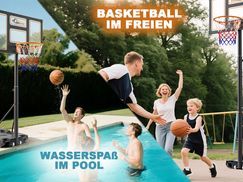 SAMAX Basketballkorb – Höhenverstellbar 100–305 Cm, Mit Rollen, Wetterfestes Netz, Standfuß Mit Wasser/Sand-Füllung (36 L) – Indoor/Outdoor, Für Kinder & Erwachsene