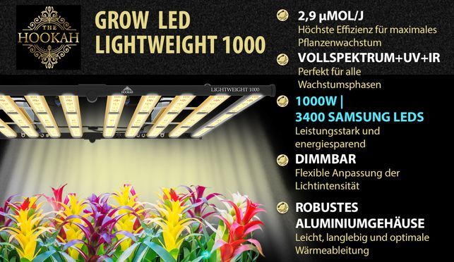 1000W Grow LED Light Samsung für Growzelt Growbox – Dimmbar, Vollspektrum mit UV & IR für effektives