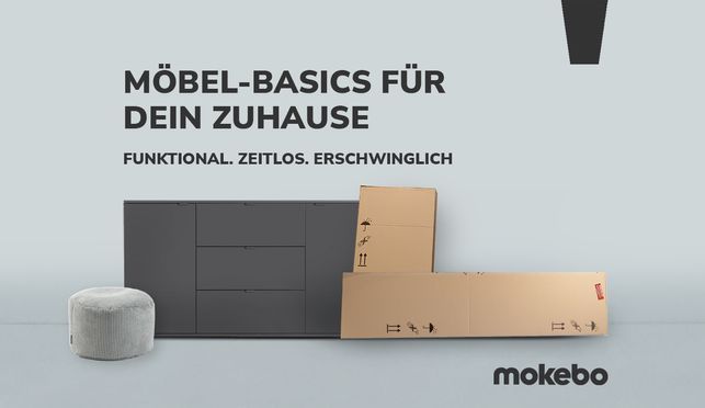 mokebo Mehrzweckschrank Der Lange (mit Kleiderstange) in Grau, Schwarz,  auch als Aktenschrank, Schuhschrank, Besenschrank