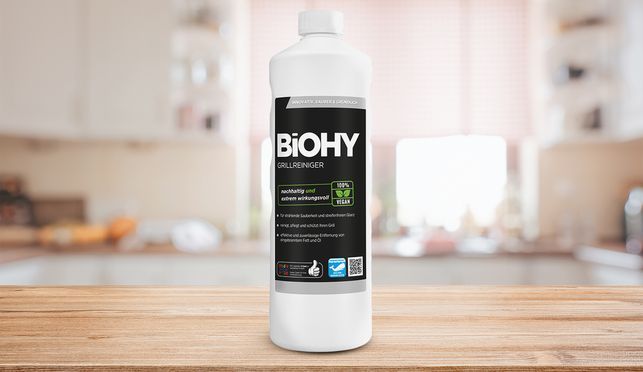 Mit dem BiOHY Grillreiniger entfernst Du selbst fest eingebrannte Rückstände schnell und mühelos.