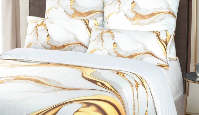 Mako Satin Bettwäsche Marmor Bunt Aus 100% Baumwolle