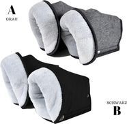 Seniori Handmuffe Rollator / Rollstuhl HANDWRMER Muff Handmuff Handschuhe  fr Gehhilfe, B - Schwarz + Grau Polar