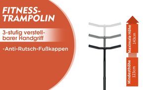 DH FitLife Fitness Trampolin 114cm - Indoor Trampolin Mit Handgriff Bis 150kg