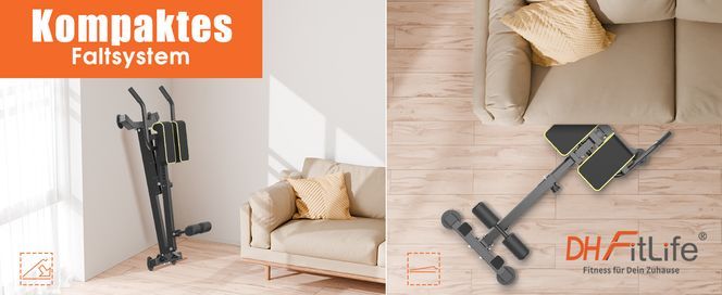 DH FitLife Hantelbank Klappbar 8 in 1, 80% Platzsparend, (für Ganzkörpertraining, Schrägbank, Bauchmuskeltrainer), Verstellbare Fitnessbank für Home Gym, Trainingsbank