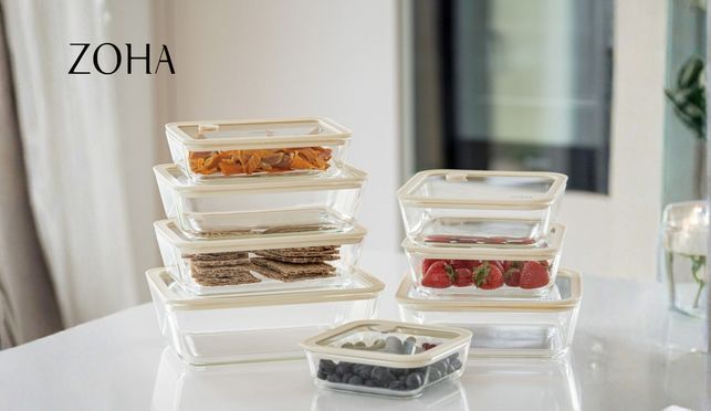 Zoha Frischhaltedose Ofen- und Mikrowellenfest, luftdicht mit Glasdeckel, BPA & Plastikfrei, Borosilikatglas, (Spar-Set, 8-tlg., 6 verschiedene Größen), Borosilikatglas mit luftdichtem Deckel