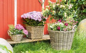 Relaxdays Blumenkasten, 4 unterschiedliche Größen, für Garten, Balkon &  Fensterbank, Dekoblumentopf mit Folie, natur