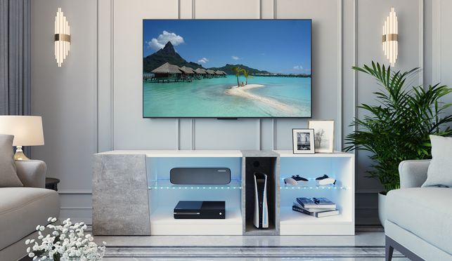 Mondeer LED TV-Schrank 5 Offene Fächer + 1 Tür Lo Produktbild-Vorschau 8