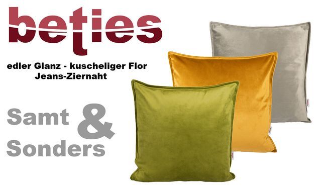beties Samt&Sonders Kissenhülle mit Jeans Ziernaht