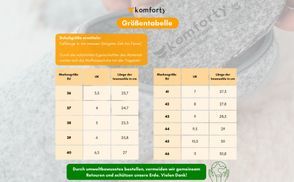 Größentabelle Komforty
