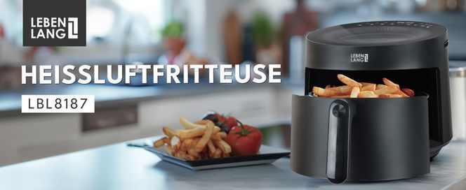 LEBENLANG Friteuse à Air 5L 1500W – Sans Huile, 8 Programmes, Fenêtre Visible, Livret Recettes Inclus – Air Fryer Compact & Puissant Pour Cuisson Saine