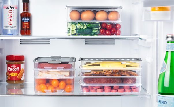uandu home Frischhaltedose Aufschnittboxen für Kühlschrank, Wurst Aufbewahrung Kühlschrank, (Aufschnittbox Stapelbar, Kühlschrank Organizer, BPA Frei Kunststoff, Frischhaltedosen mit Deckel, Aufschnittdosen), BPA Frei, Dishwasher Safe, Reusable