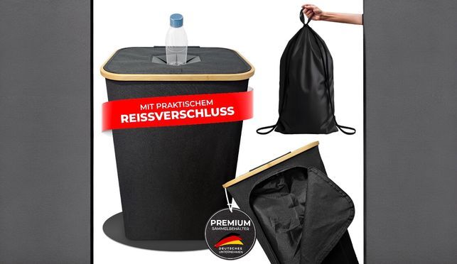 Pfandflaschen Sammelbehälter 110 L – Praktischer Einwurf, Auffangbeutel und Reißverschluss