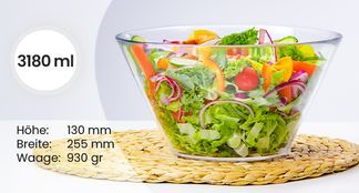 2 Stück Glasschüsseln 1L – Spülmaschinenfest, Mikrowellengeeignet, Transparent, 16,8 Cm Durchmesser