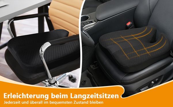 Arbanith Autositzkissen Memory-Schaum - Ergonomische Sitzerhöhung Mit Rutschfester Basis
