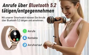 Smartwatch Für Damen Mit 1,2" AMOLED Display – Bluetooth-Anrufe, 110+ Sportmodi, Herzfrequenz, SpO2, IP68 Wasserdicht