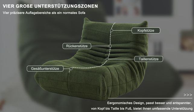 Vier präzisere Auflagebereiche als ein normales Sofa