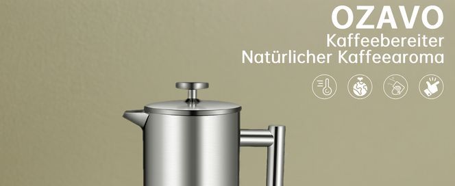 French Press Kaffeemaschine Aus Borosilikatglas | 750ml | Mit 3-fach Edelstahlfilter | Hitzebeständig & Spülmaschinenfest