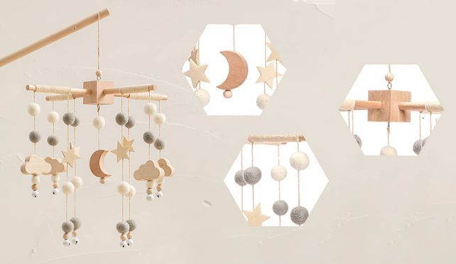 Babybett Mobile Regenbogen - Holz Windspiel Mit Sternen Und Mond