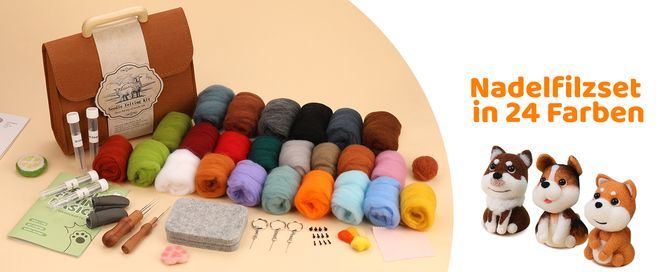24-color needle felt set with storage bag for DIY craft decoration